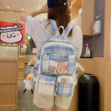 Weiyinxing Girl Lattice Schoolbag for Primary School Students, Female Grade High Students, High-capacity Junior High School Backpack