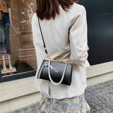 Weiyinxing Armpit Bag Women Design Handbag PU Underarm Shoulder Bag Fashion Pearl Top Handle Bag Female Small Subaxillary Bag Clutch