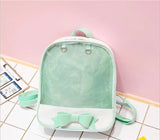 Weiyinxing Contrast Sweet Y2k Bow Backpack Students Casual Kawaii Cute Schoolbags Women Transparent Backpacks Preppy Ita Bag