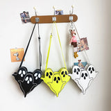 Weiyinxing Printed Shoulder Bags Cartoon Pu Leather Crossbody Purses Gothic Ghost Shape Messenger Bag Funny Satchel Small Handbags