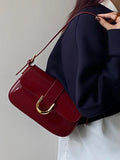 Weiyinxing Glossy Shoulder Bag for Women 2024 New Vintage Hasp Design Soft Leather Handbags Ladies Fashion Crossbody Bags