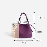 Weiyinxing Textured Genuine Leather Mini Bucket Bag Women Fashion All-Match Drawstring Design Commuter Handbags Lady Elegant Pouch