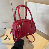 Weiyinxing Leather Retro Mini Crossbody Bag for Women Korean Fashion Lady Soft Handle Daily Handbags Classic Red Bridal Bag