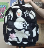 Weiyinxing Kawaii Cute Fluffy Star Backpack Cartoon Contrast Color Plush Dog Women Schoolbag Y2k Aesthetic High-capacity Backpacks