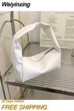 Weiyinxing New One Shoulder Armpit Bags Fashion Knot Tofu Handbag Women's Subaxillary Bag Simple Casual Soft Pillow Bag Soild Color