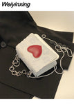 Weiyinxing Luxurious Contrast Heart Shoulder Bag Ladies 2023 Summer Fashion Sweet Cool Chain Crossbody Bag for Women Free Shipping