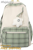 Weiyinxing Girl Lattice Travel School Bag Fashion Lady Kawaii Book Backpack Trendy College Cool Female Plaid Backpack Women Laptop Bag
