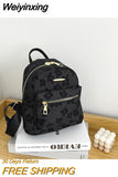 Weiyinxing Leather Shoulder Mini Small Backpack Multi-Function Ladies Phone Pouch Pack Flower Print Ladies School Backpack Bag for Women