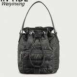 Weiyinxing Nylon Padded Bucket Bag Designer Quilted Women Shoulder Bags Luxury Down Cotton Lady Handbags Casual Winter Tote Bag New