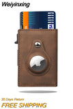 Weiyinxing Air Tag Wallet RFID Credit Card Money Holder Automatic Pop up Mini Aluminum Wallet Airtag Case Cover