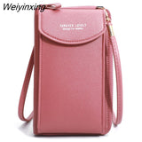 Weiyinxing Women Wallet Shoulder Mini Leather Bags Straps Mobile Phone Big Card Holders Wallet Handbag Money Pockets Girls Small Bags