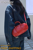 Weiyinxing Fashion Red Sac A Main Femme Patent Leather Vintage Top Handle Bags 2023 New Women Korean Style Crossbody Shoulder Bag