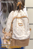 Weiyinxing Trendy Nylon Kawaii Flannel Floral Bag Ladies Cute College Backpack Women Travel Student Bag Female Laptop Backpack Fashion