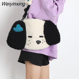 Weiyinxing Cartoon Cute Puppy Bag Tote Autumn and Winter Plush Large Capacity Shoulder Bag Messenger Bag Women Bag Purses Handbags
