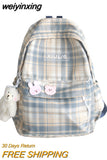 weiyinxing 2023 Women Backpack Female Cool Nylon Travel Bag Fashion Plaid Portable Cute Schoolbag College Teenage Girls Boys Bookbag