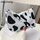 Weiyinxing Women Shoulder Bag Fashion Animal Pattern Print Bag Casual Nylon Butterfly Leopard Zebra Cow Print Women Handbag Underarm Bags