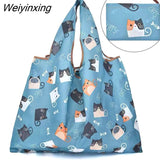 Weiyinxing Reusable Grocery Shopping Bag Ladies Tote 50lb Fashion Pocket Shoulder Bag Foldable Eco Bag Washable