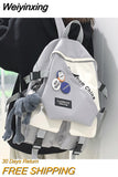 Weiyinxing Female Harajuku College Bag Trendy Fashion Ladies Badge Backpack Men Women Student Bag Girl Boy Travel School Backpack Book