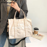 Weiyinxing Canvas Large Capacity Tote Women Handbags Designer Brand Letters Shoulder Crossbody Bags Luxury Big Shopper Bag Purse