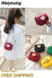 Weiyinxing Leather Baby Girls Shoulder Bags Cute Heart Children's Mini Crossbody Bag Fashion Kids Chain Coin Purse Handbags Wallet