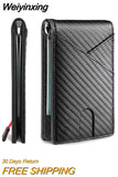 Weiyinxing Men's Wallet Money Clip Carbon Fiber Card Holder Wallet RFID Slim Money Clips Money Bags Cover Cartera Hombre