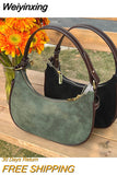 Weiyinxing Leather Women's Underarm Bag Retro Color Ladies Hobos Small Shoulder Bags Purse Handbags Female Half Moon Crossbody Bag