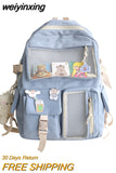 weiyinxing Kawaii Nylon Women Backpack Fashion Waterproof Rucksack for Teen Girls School Bag Cute Student Bookbag Travel Mochila
