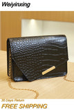 Weiyinxing Small Square Bag Lady's Grace One Shoulder Crossbody Bag Delicate Stone Grain Girl Style Chain Commuting Bag Solid Color