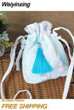 Weiyinxing Crossbody Bag 2023 Ancient Customs Canvas Hanfu Small Bag Chinese Style Embroidery Cross Body One Shoulder Bag Retro Tassels