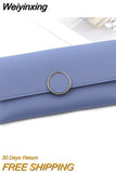 Weiyinxing Wallets Ladies Casual Simple New Women's Clutches Long Tri-fold Wallets Documents Coin Purses Card Holders Solid Color