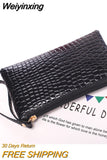 Weiyinxing Women's Handbag Korean Version Crocodile Print Handbags Lady's Mobile Phone Purse Leather Purse Long Zippered Large Capacity