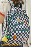 Weiyinxing Harajuku Plaid Student Bag Girl Travel Book Backpack Trendy Female Laptop College Backpack Fashion Women Nylon School Bag