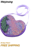 Weiyinxing Children's Bag 2023 Cute Girl Heart One-shoulder Bag Crossbody Bag DIY Funny Heart Sequin Coin Purse Key Packet Handbag