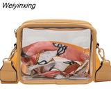 Weiyinxing Clear Crossbody Bags for Women Men Stadium Approved Transparent Shoulder Handbag Small Square Phone Bag Outdoor Wallet Purse