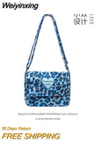 Weiyinxing Leopard Print Women Furry Shoulder Crossbody Bag Soft Plush Cool Girls Messenger Bags Fashion Design Ladies Purse Handbags
