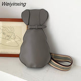 Weiyinxing Cute Pu Cat Dog Bag Women Bag Messenger Bag Wide Shoulder Straps Chest Bag Shoulder Bags Student Storage Bag Little Bag