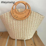 Weiyinxing Straw Women Bag 2023 Women's Luxury Handbags Designer Solid Color Handmade Lady Bags Bohemian Vocation Beach Female Clutch