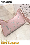 Weiyinxing One Shoulder Bag Retro Embroidery Small HandBag Solid Color Women's Subaxillary Bag Simple Fashion Sweet Delicate Texture