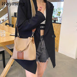 Weiyinxing Quality Ladies Messenger Bucket Bag 2023 New Korean Style Simple Wide Shoulder Strap One Shoulder Hit Color Retro Handbag