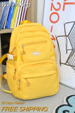 Weiyinxing Solid Color Waterproof Nylon Women Backpack Men Large Capacity Laptop Back Bag Unisex Travel Rucksack Schoolbag New