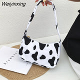 Weiyinxing Women Shoulder Bag Fashion Animal Pattern Print Bag Casual Nylon Butterfly Leopard Zebra Cow Print Women Handbag Underarm Bags