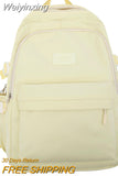 Weiyinxing White Leisure College Backpack Trendy Women Nylon Laptop Book Bag Girl Cute Travel School Bag Fashion Female Cool Student
