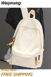 Weiyinxing Men Women Waterproof White School Backpack Female Male Teenager Student Bag Trendy Cool Travel Girl Boy Book Backpack Ladies Bag