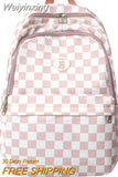 Weiyinxing Female Waterproof Cute Plaid Travel School Bag Girl Laptop College Backpack Women Lattice Backpack Lady Leisure Book Bag