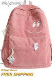 Weiyinxing Female Kawaii Corduroy Laptop College Backpack Trendy Girl Green Cool Cute Bag Fashion Women School Bag Lady Travel Backpack
