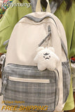 Weiyinxing Girl Lattice Travel School Bag Fashion Lady Kawaii Book Backpack Trendy College Cool Female Plaid Backpack Women Laptop Bag