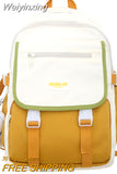Weiyinxing Female Yellow Waterproof Book bag High Capacity Women School Bag Kawaii Lady Laptop Trendy Travel College Backpacks Girl
