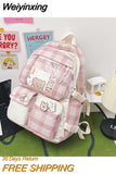Weiyinxing Girl Lattice Schoolbag for Primary School Students, Female Grade High Students, High-capacity Junior High School Backpack