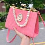 Weiyinxing evening bag with pearls elegant bags for women banquet fashion handbags for women luxury designer lady crossbody bags