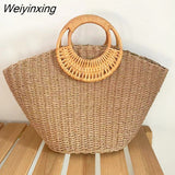Weiyinxing Straw Women Bag 2023 Women's Luxury Handbags Designer Solid Color Handmade Lady Bags Bohemian Vocation Beach Female Clutch